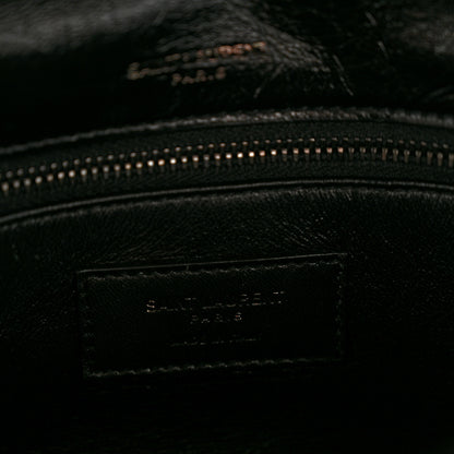 Saint Laurent Crinkled Calfskin Shearling Monogram Medium Niki Chain Satchel Black 6 of 14
