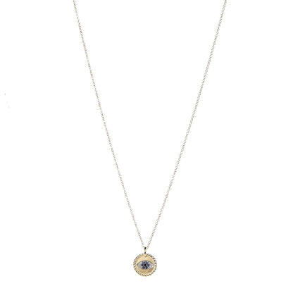 David Yurman 18K Yellow Gold Blue Sapphire Diamond Evil Eye Necklace 1 of 6