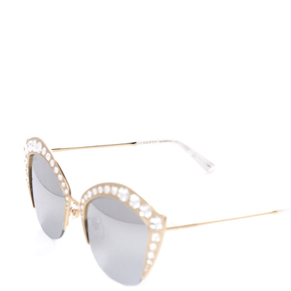 Gucci Metal Crystal Cat Eye Sunglasses GG00114S Gold 4 of 8
