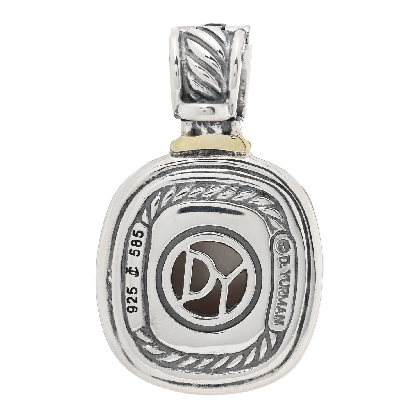 Sterling Silver 14K Yellow Gold Pearl 10mm Albion Enhancer Pendant