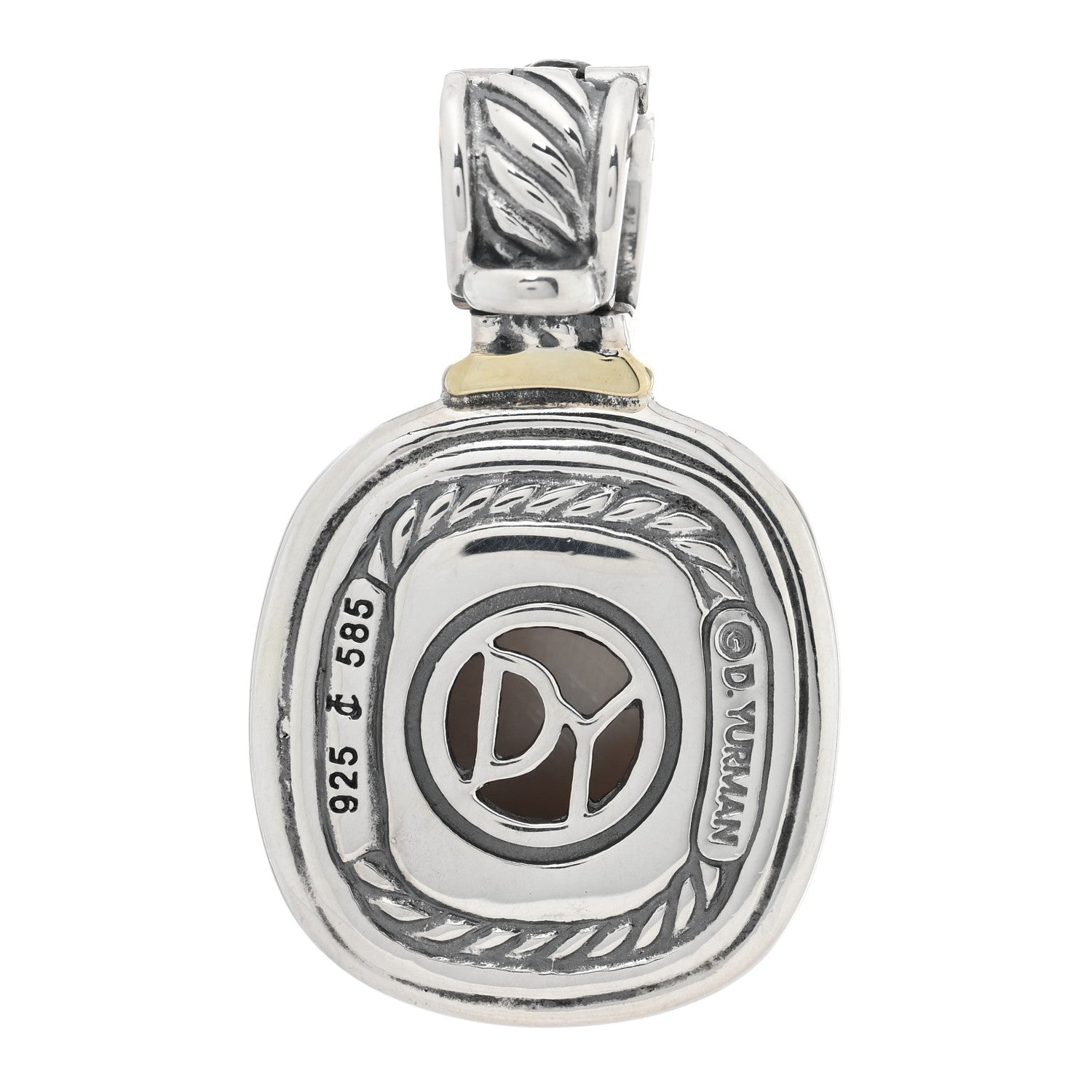 David Yurman Sterling Silver 14K Yellow Gold Pearl 10mm Albion Enhancer Pendant 3 of 3
