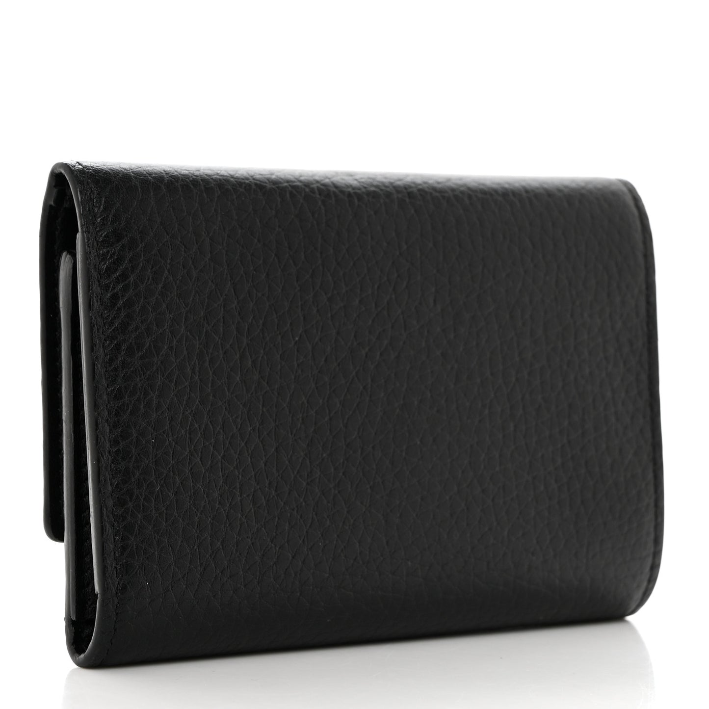 Taurillon Perforated Capucines Compact Wallet Black