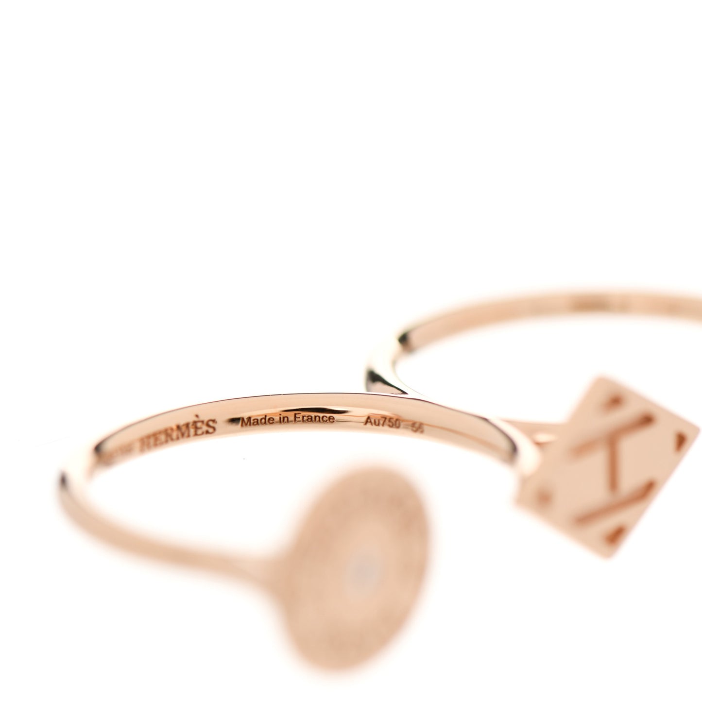 18K Rose Gold Diamond Gambade Double Ring 56 7.5