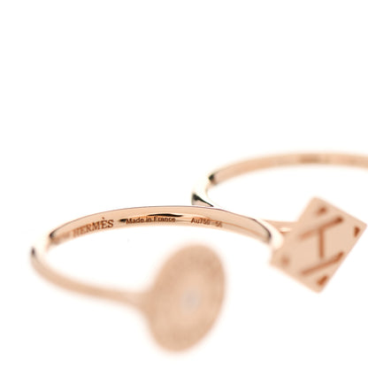 Hermes 18K Rose Gold Diamond Gambade Double Ring 56 7.5 6 of 7