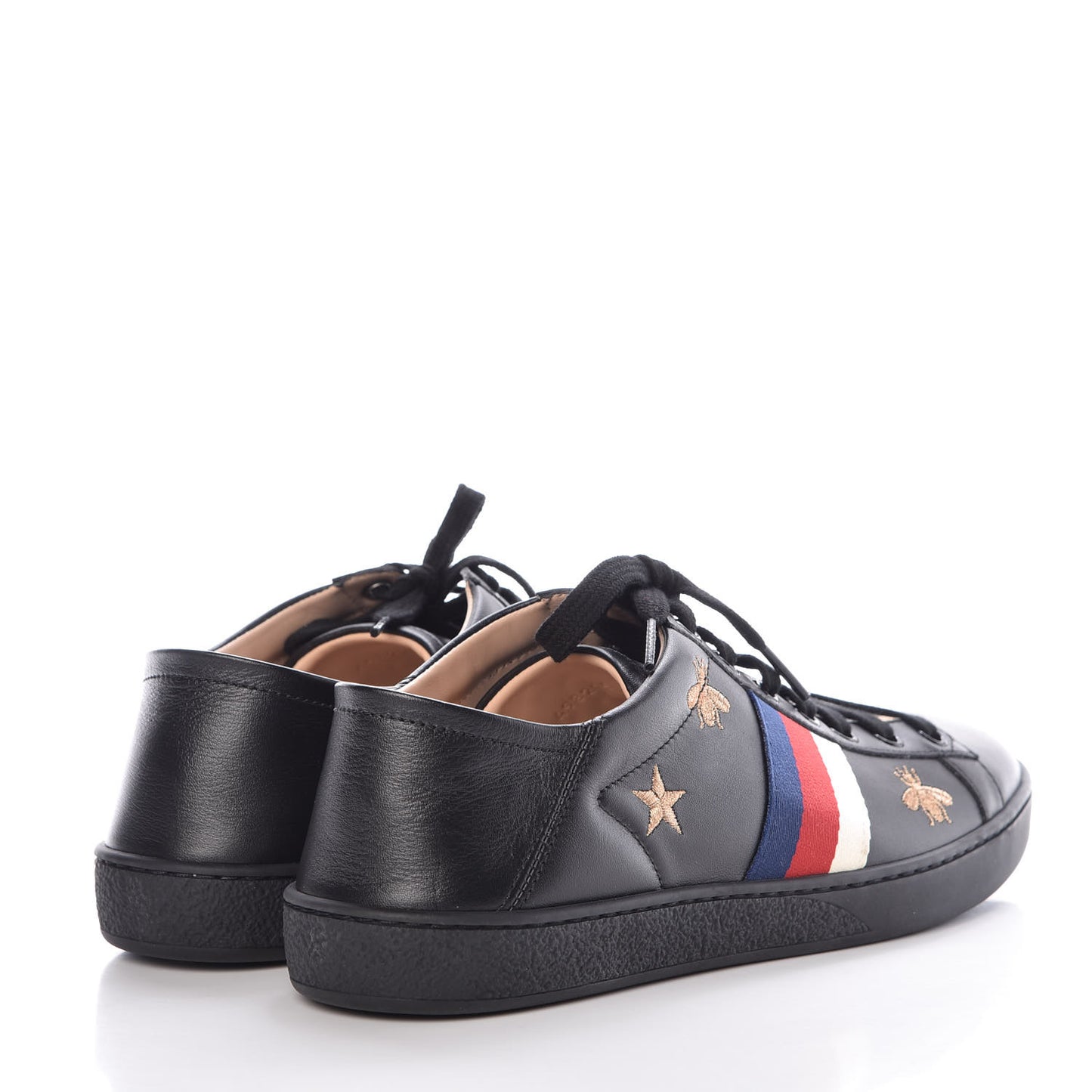 Calfskin Web Bee Star Embroidered Womens Sylvie Web Ace Sneakers 39.5 Black