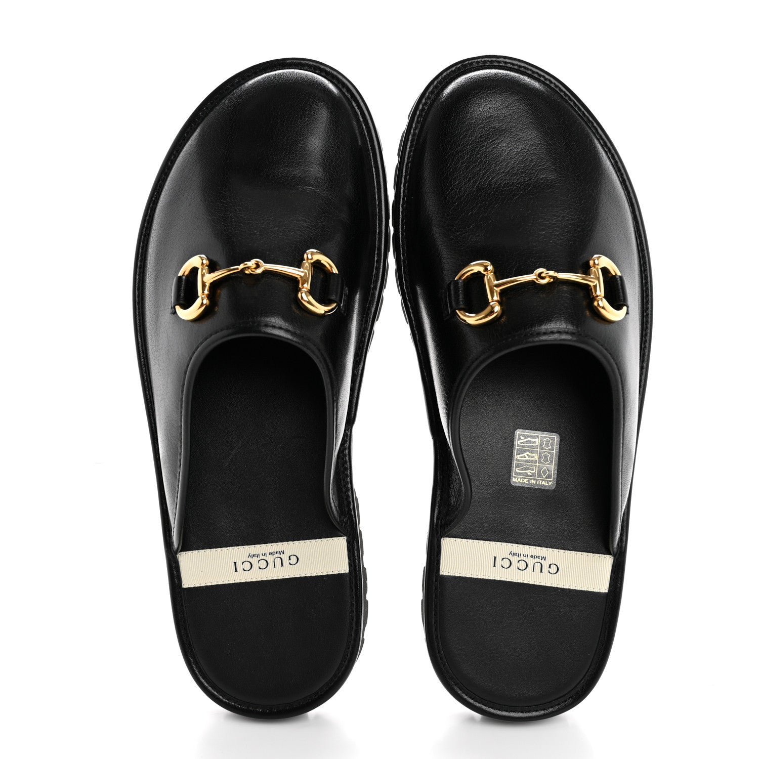 Gucci Goatskin Mens Horsebit Lug Sole Slippers 9 Black 2 of 11
