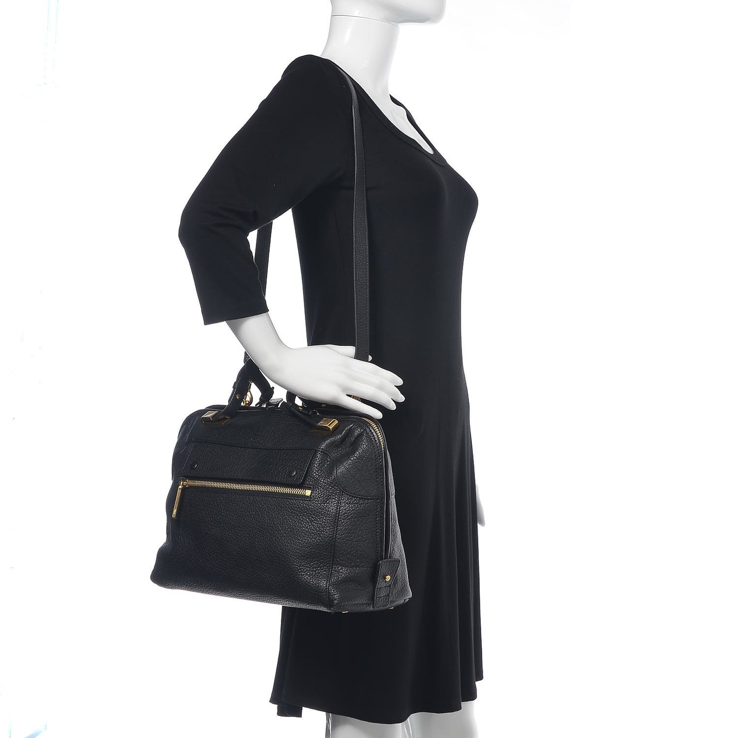Grained Calfskin Brooke Satchel Black