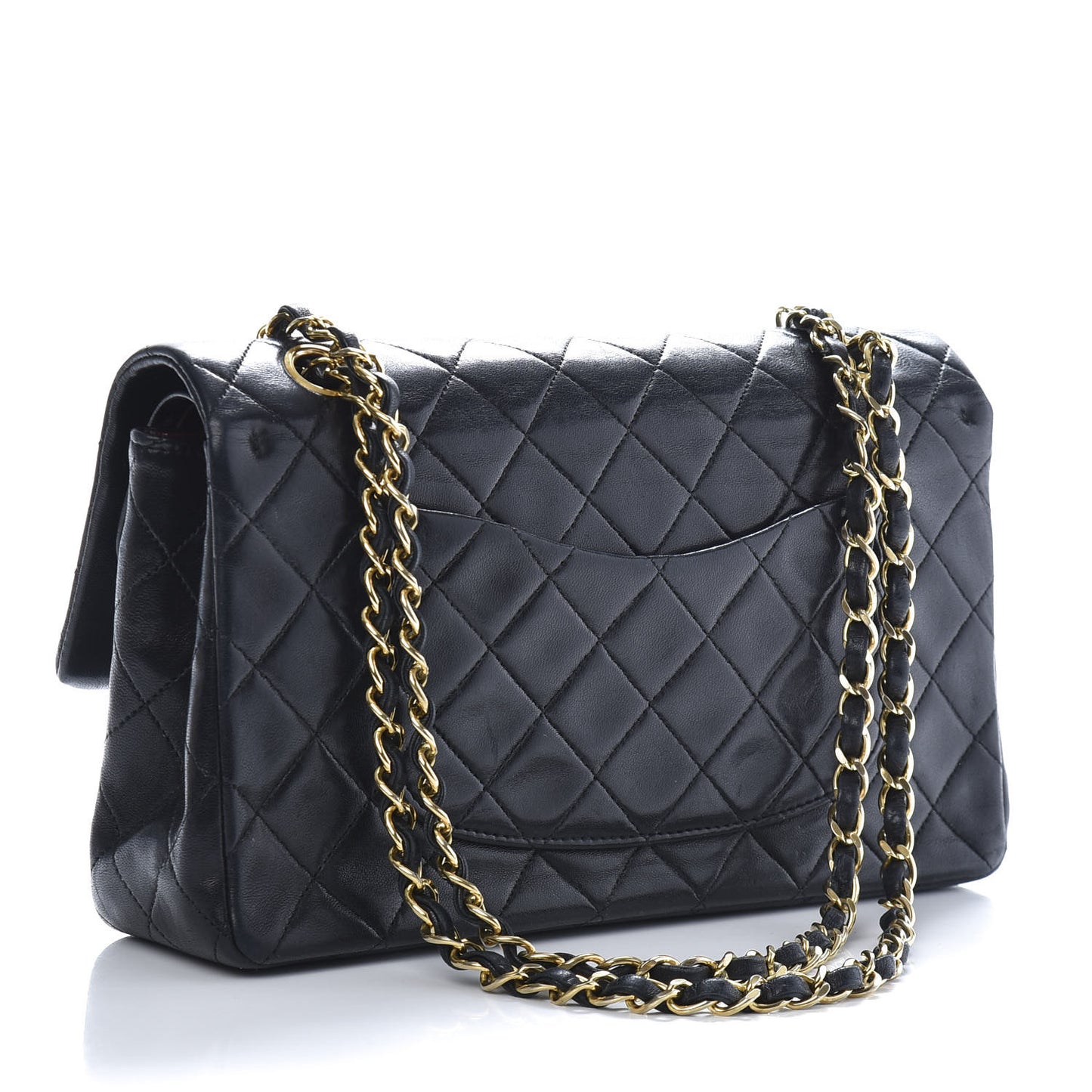 Lambskin Quilted Medium Double Flap Black
