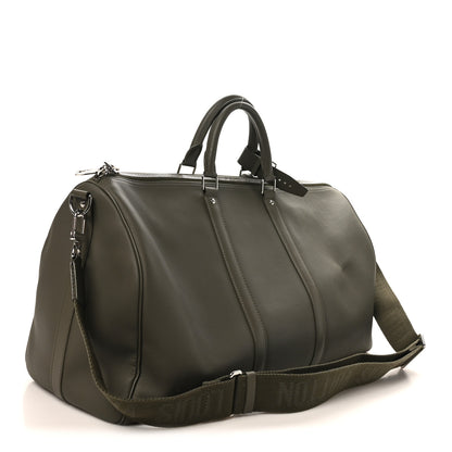 Louis Vuitton Grained Calfskin Aerogram Keepall Bandouliere 50 Khaki 2 of 10