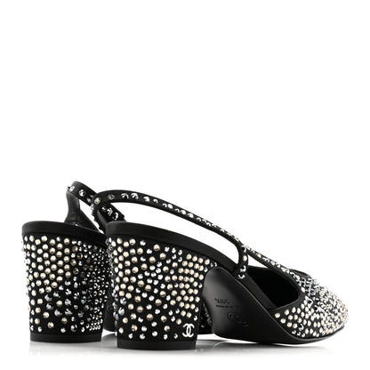 Chanel Strass Cap Toe CC Slingback Pumps 39.5 Black 5 of 10