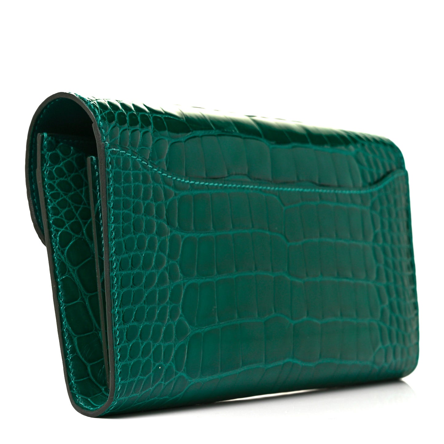 Shiny Alligator Constance Long Wallet Vert Emeraude
