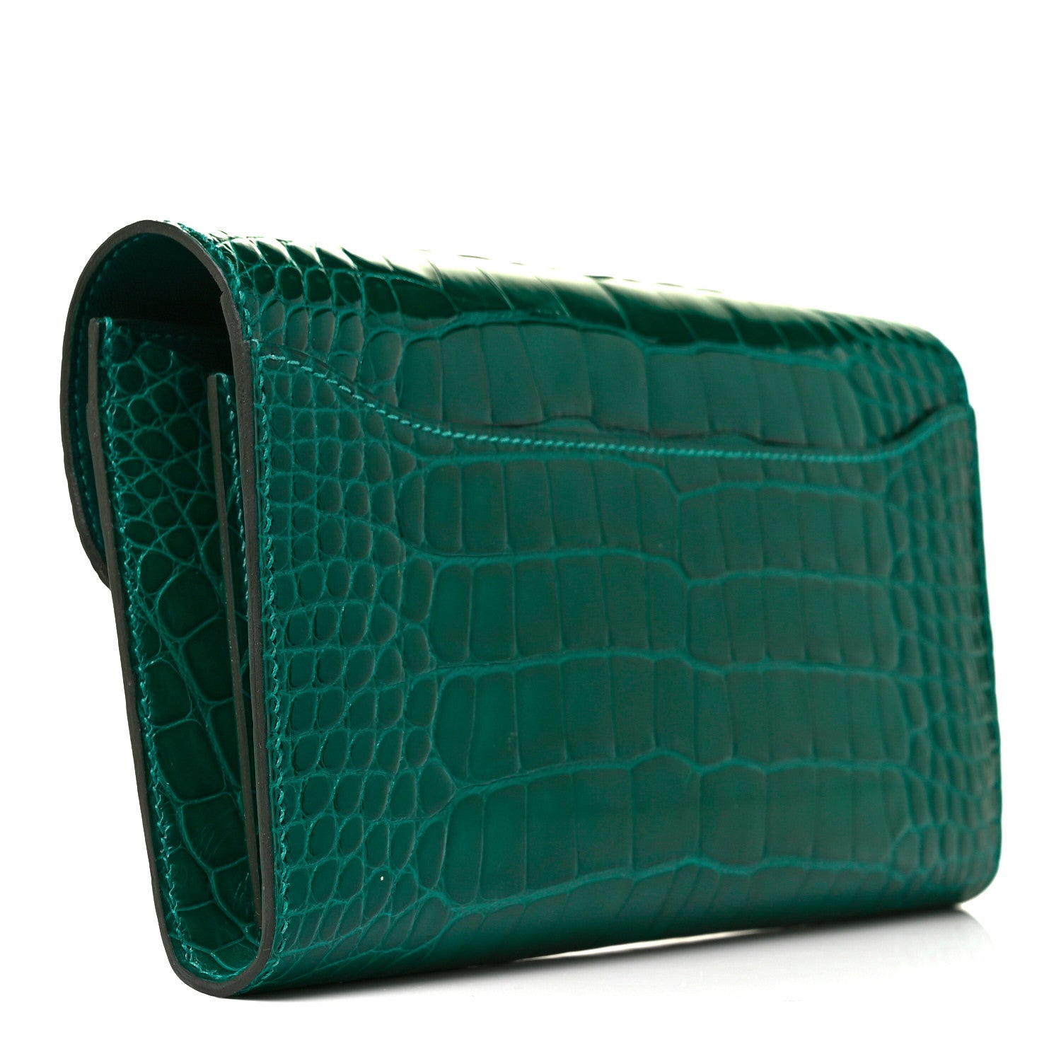 Hermes Shiny Alligator Constance Long Wallet Vert Emeraude 3 of 8
