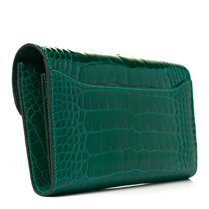Hermes Shiny Alligator Constance Long Wallet Vert Emeraude 3 of 8