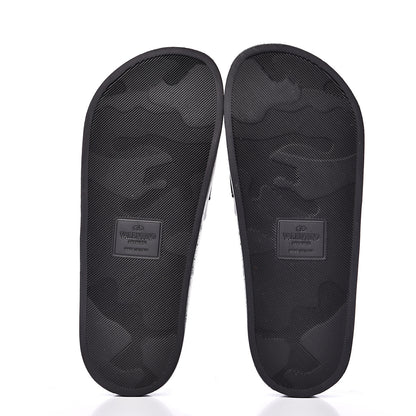 Valentino Garavani Rubber VLTN Pool Slide Sandals 39 Black 5 of 8