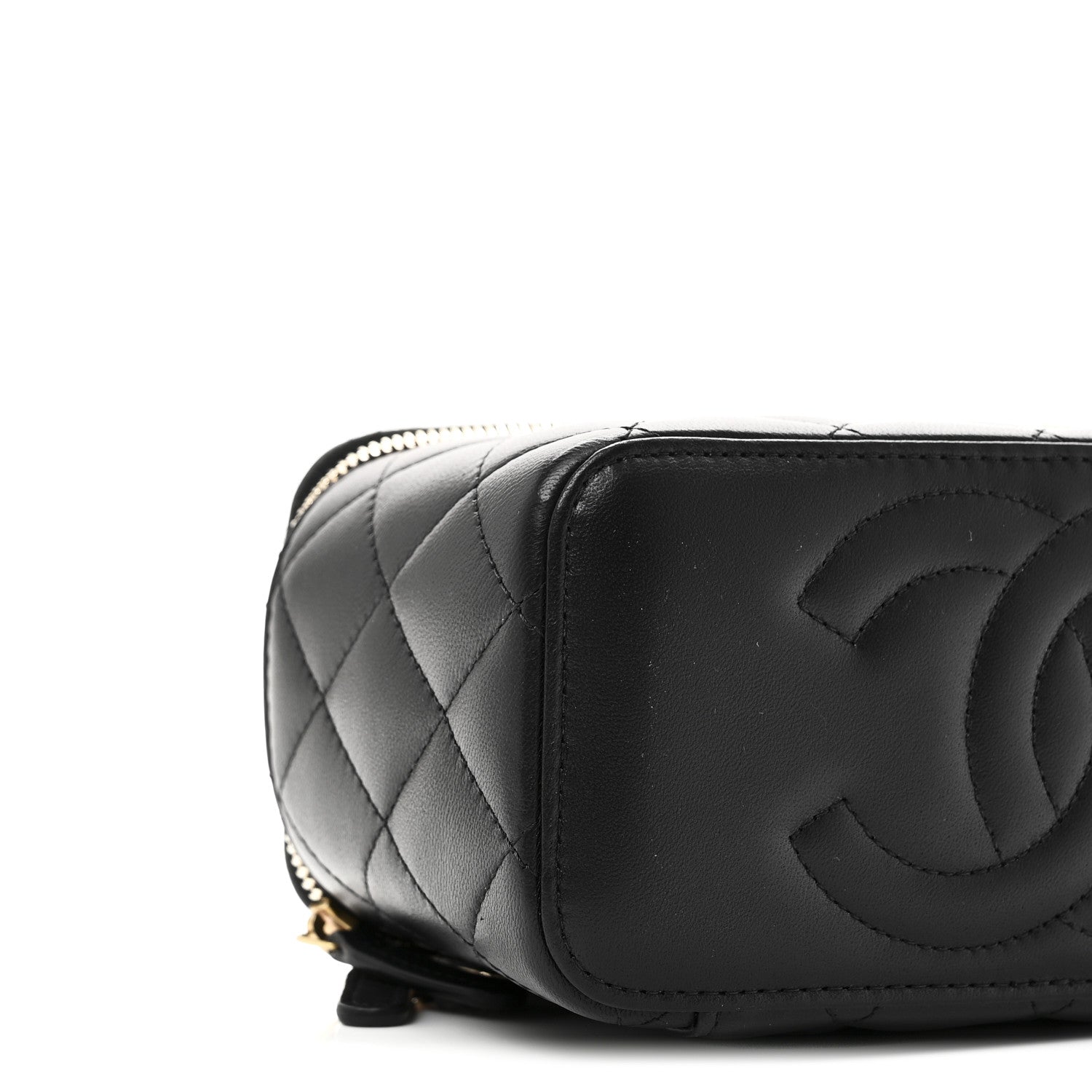 Chanel Lambskin Quilted Sweet Camellia Small Vanity Case With Chain Black 10 of 12