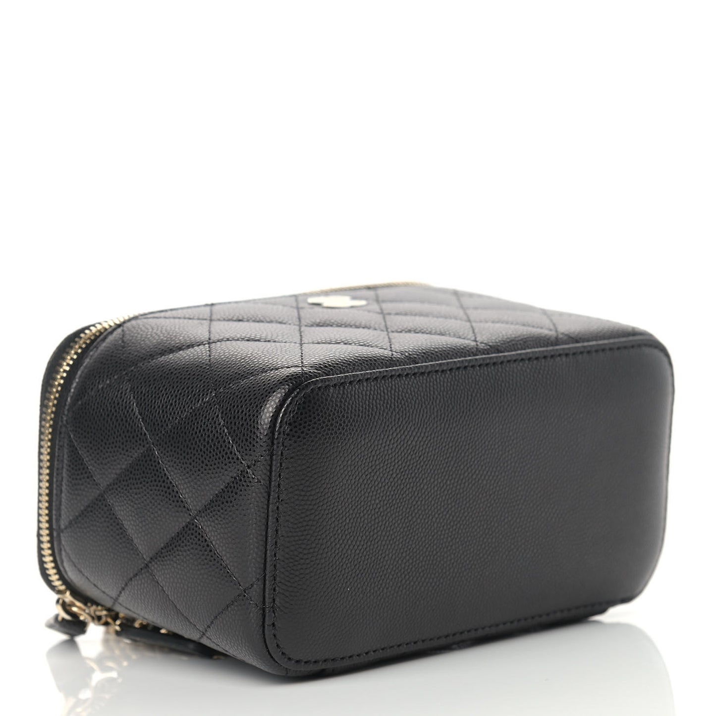 Caviar Quilted Small Vanity Case With Chain Black
