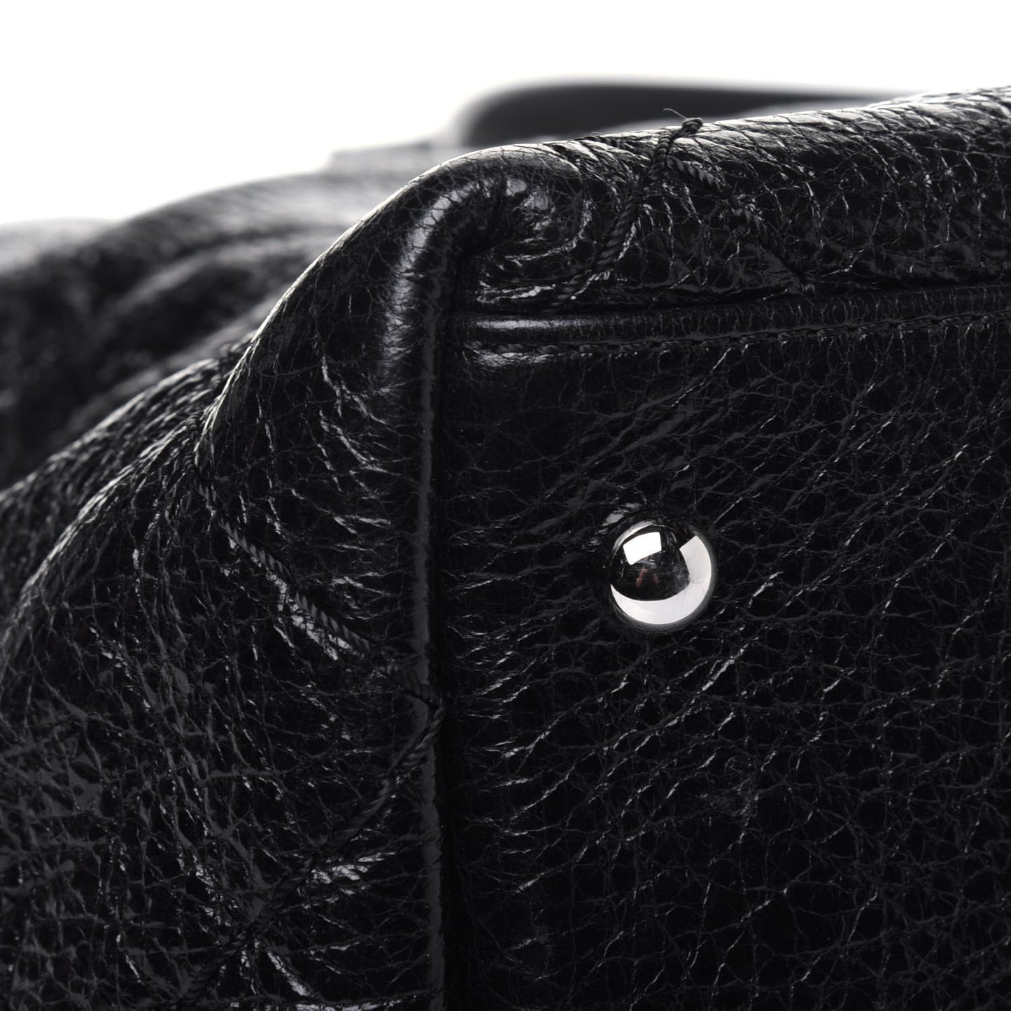 Glazed Calfskin Large On The Road Tote Black