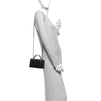 Chanel Calfskin Crocodile Embossed Crococo Small Top Handle Vanity Case With Chain Black 2 of 11