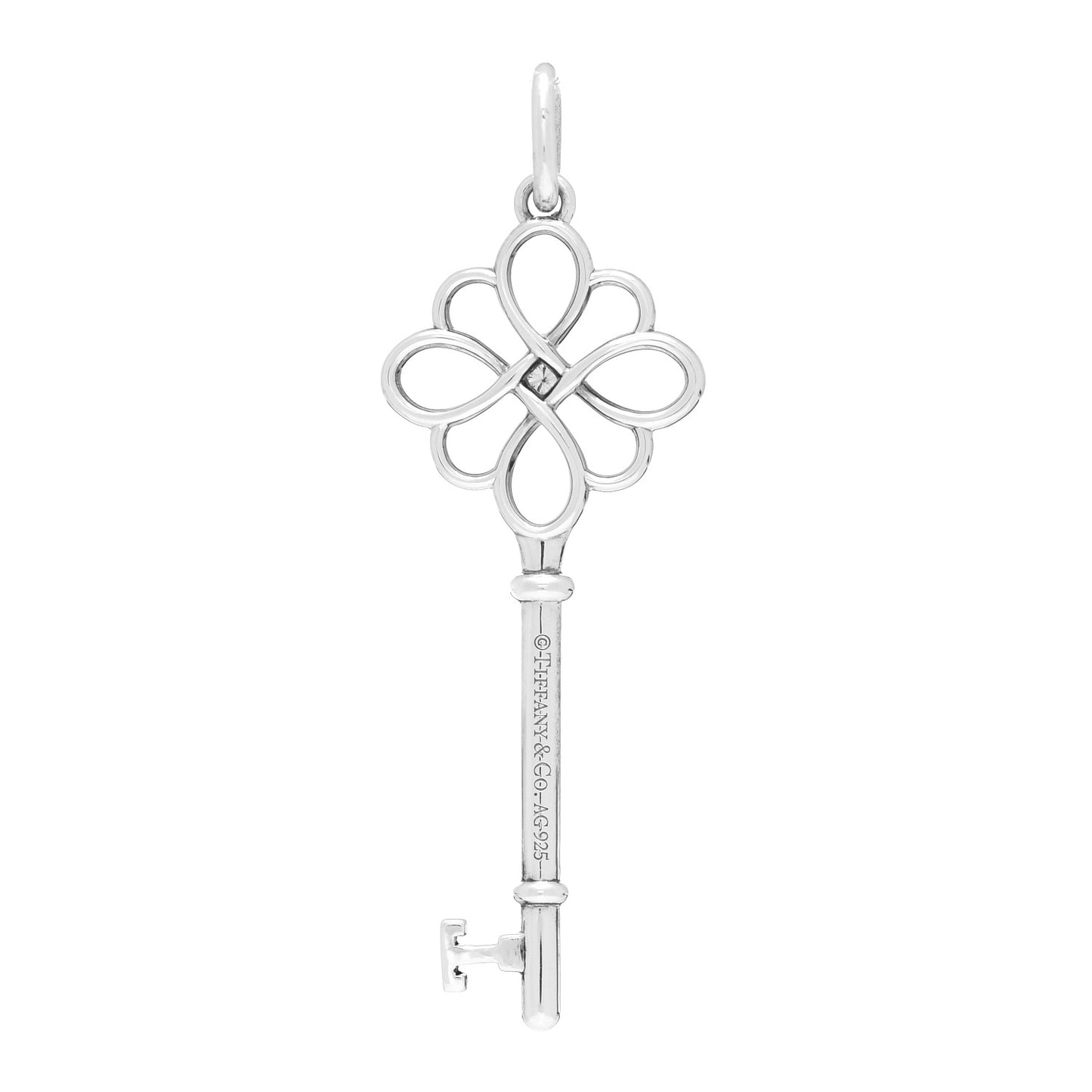 Sterling Silver Diamond Knot Key Pendant