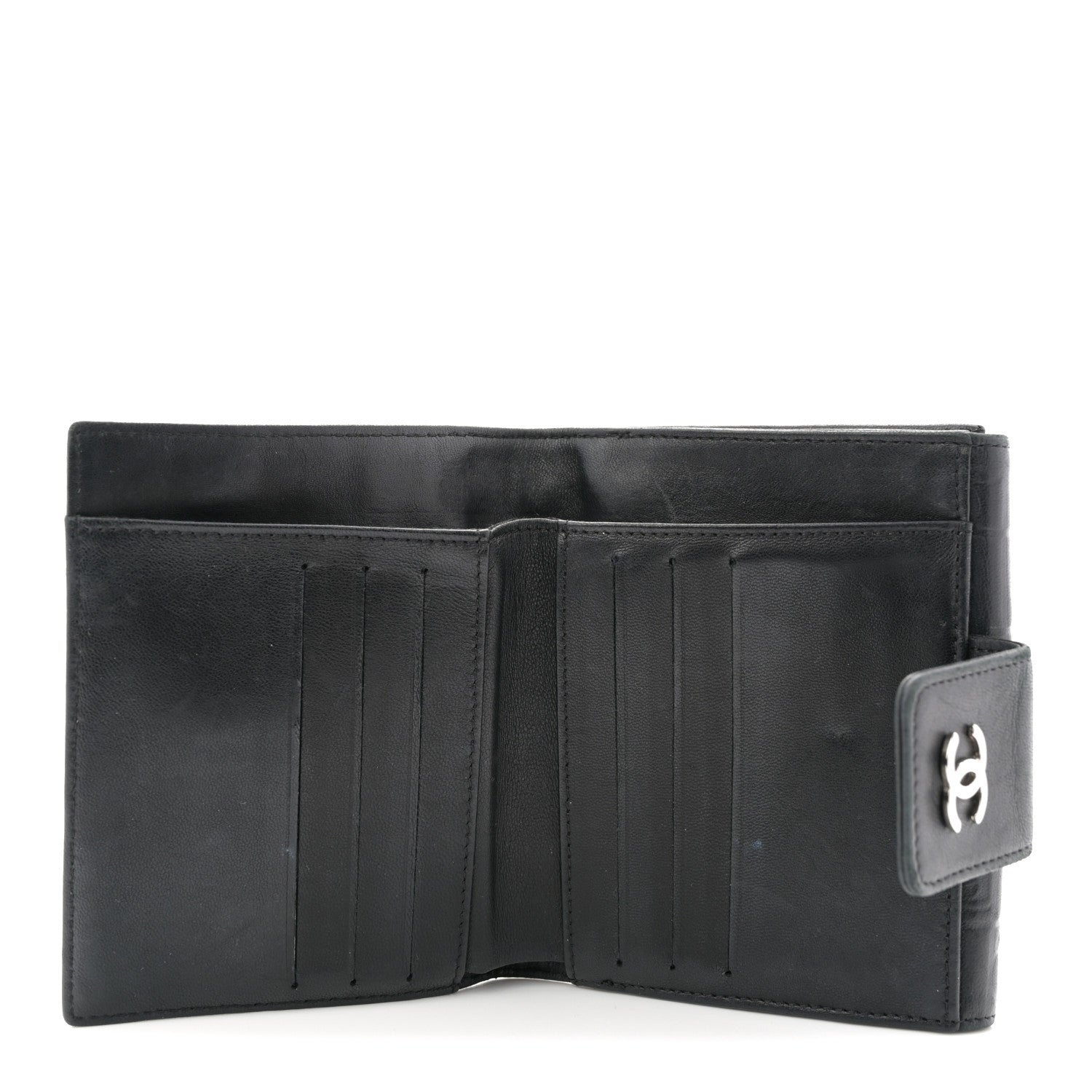 Chanel Calfskin Lucky Symbols Compact French Flap Wallet Black 5 of 10