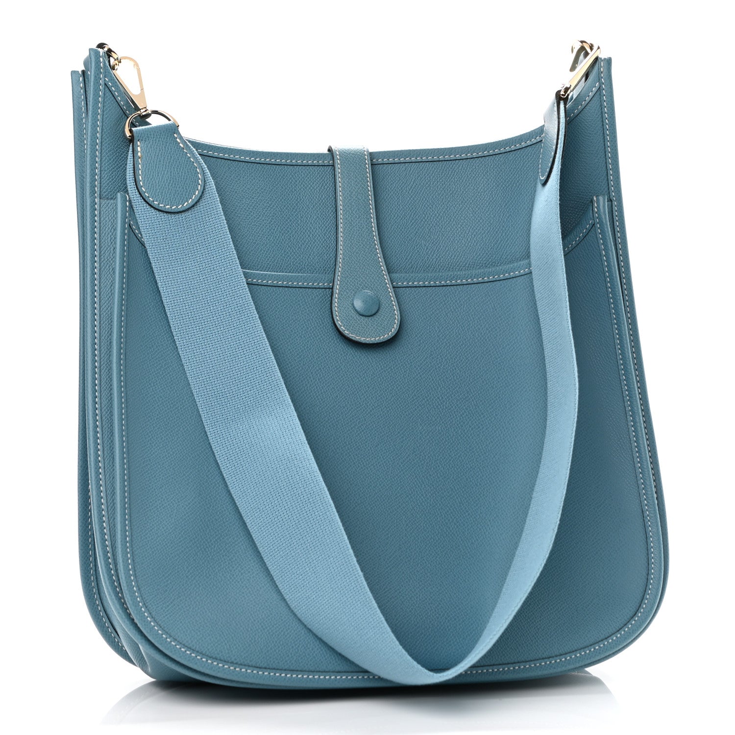 Hermes Epsom Evelyne II GM Blue Jean 2 of 9
