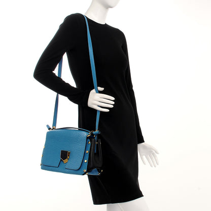 Jimmy Choo Nappa Grainy Leather Studded Lockett Shoulder Bag Robot Blue Black 3 of 10