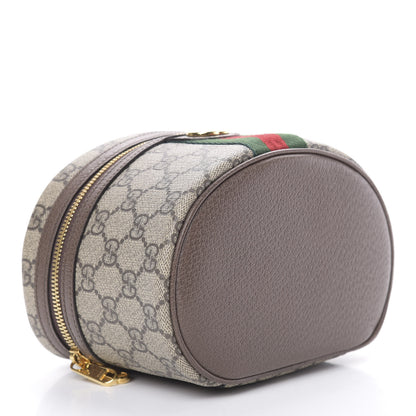 Gucci GG Supreme Monogram Textured Calfskin Web Ophidia Vanity Cosmetic Case Beige Ebony New Acero 4 of 8