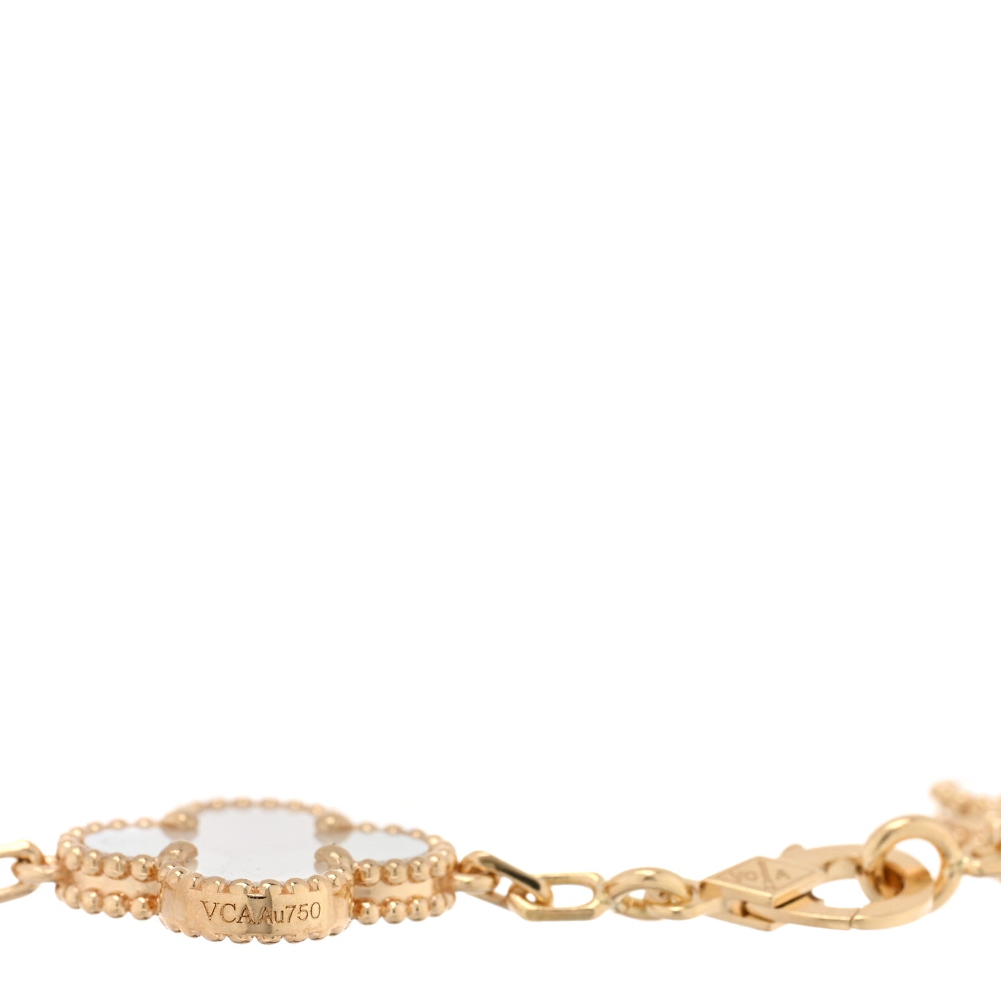 18K Yellow Gold Mother of Pearl 5 Motifs Vintage Alhambra Bracelet