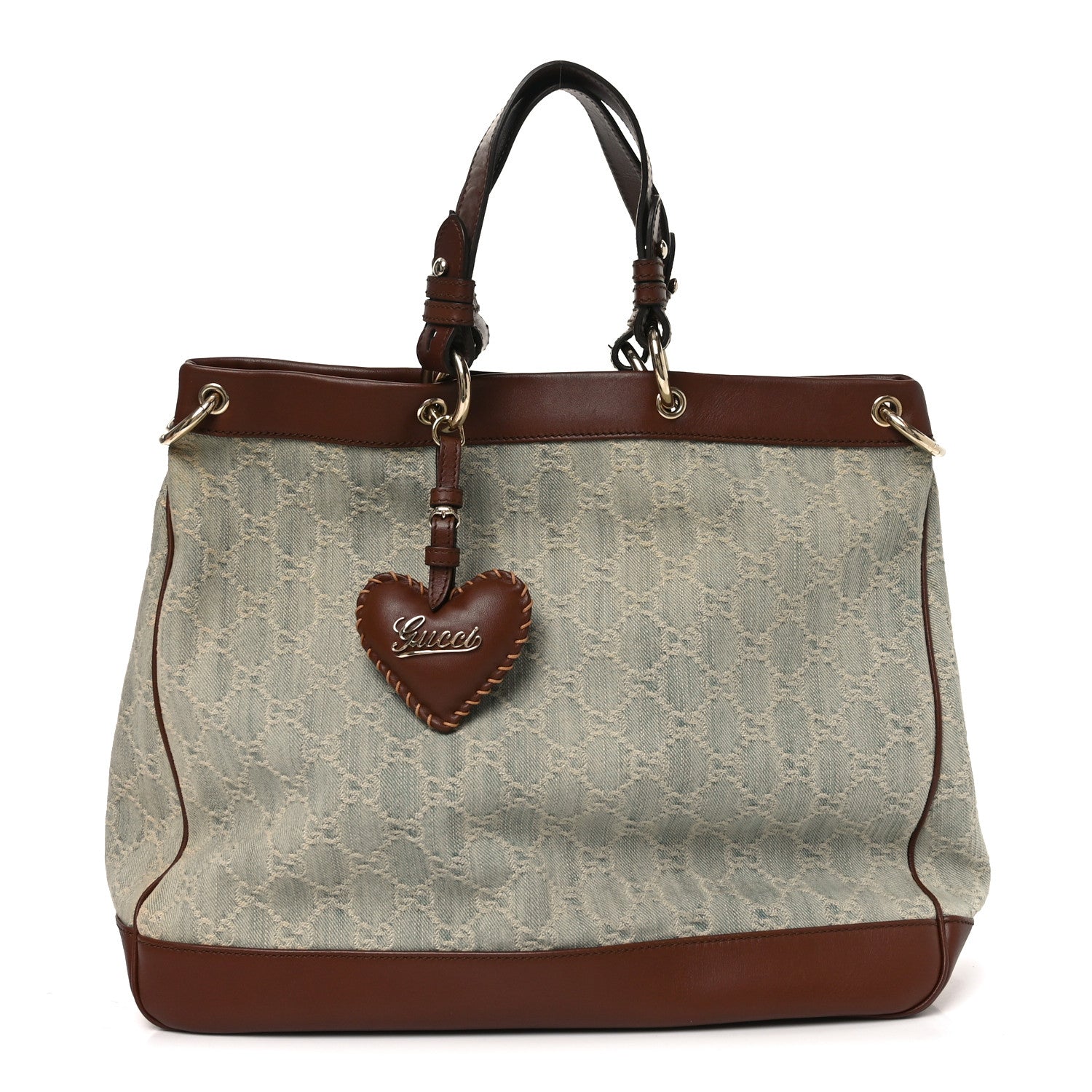 Gucci Denim Monogram Valentine Tote Blue 1 of 11