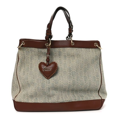 Gucci Denim Monogram Valentine Tote Blue 1 of 11