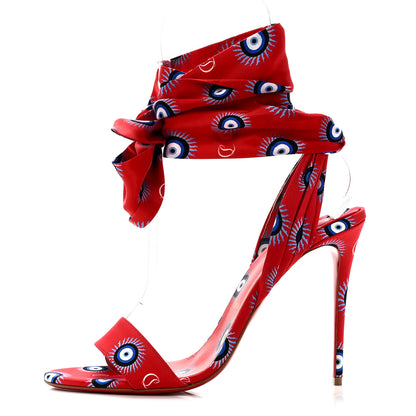 Christian Louboutin Crepe Satin Greekaba Du Desert 100 Sandal 41 Red 1 of 9
