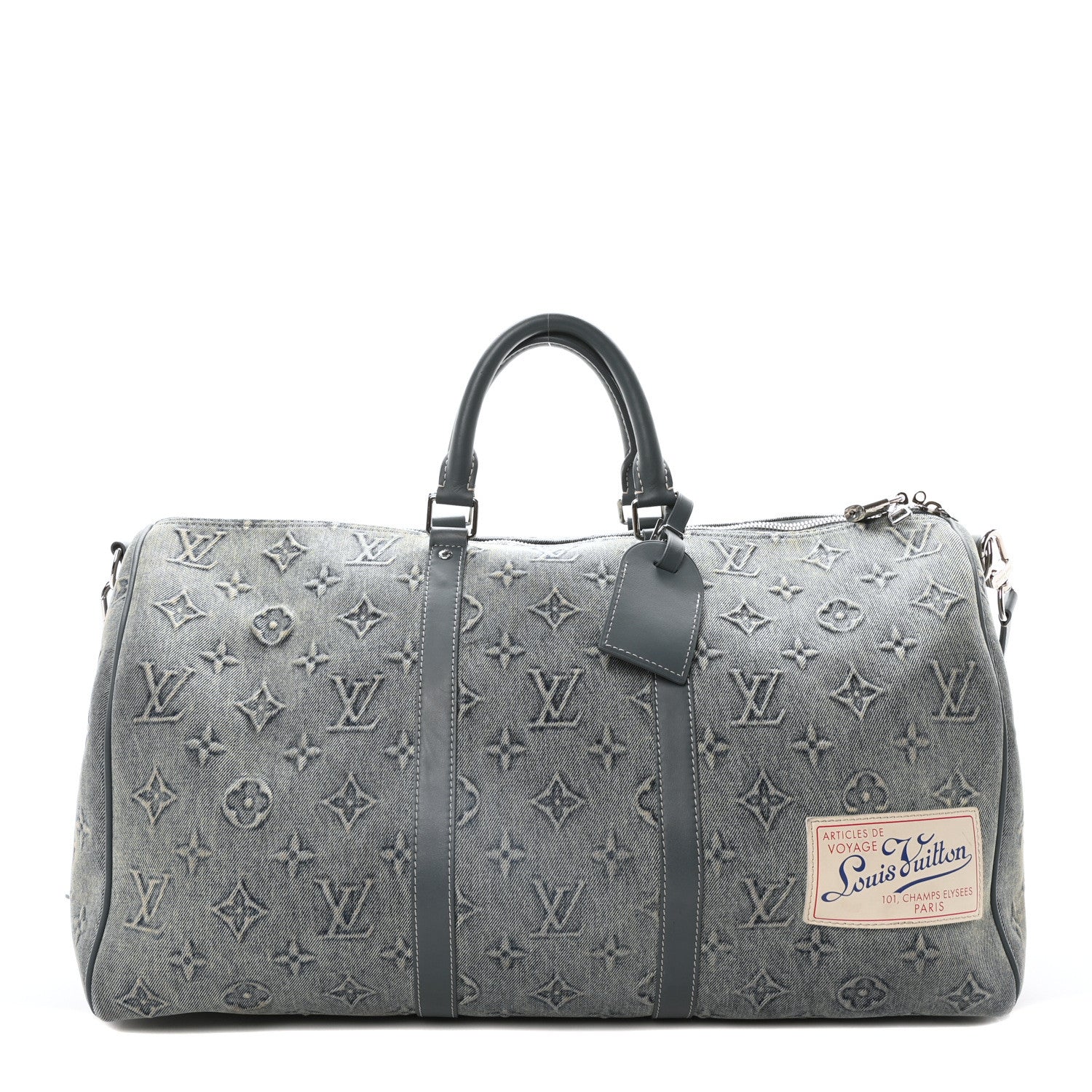 Louis Vuitton Monogram Washed Denim Keepall Bandouliere 50 Blue 1 of 9