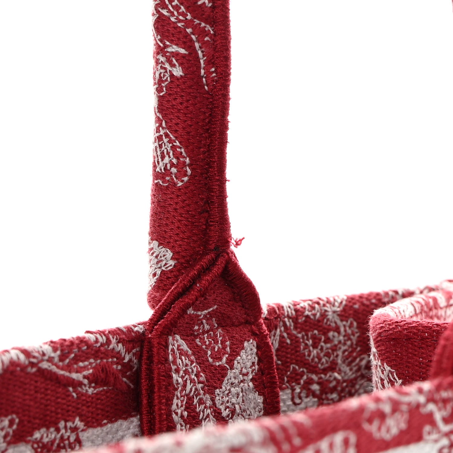 Christian Dior Canvas Embroidered Medium Dioriviera Toile De Jouy Book Tote Red White 12 of 14