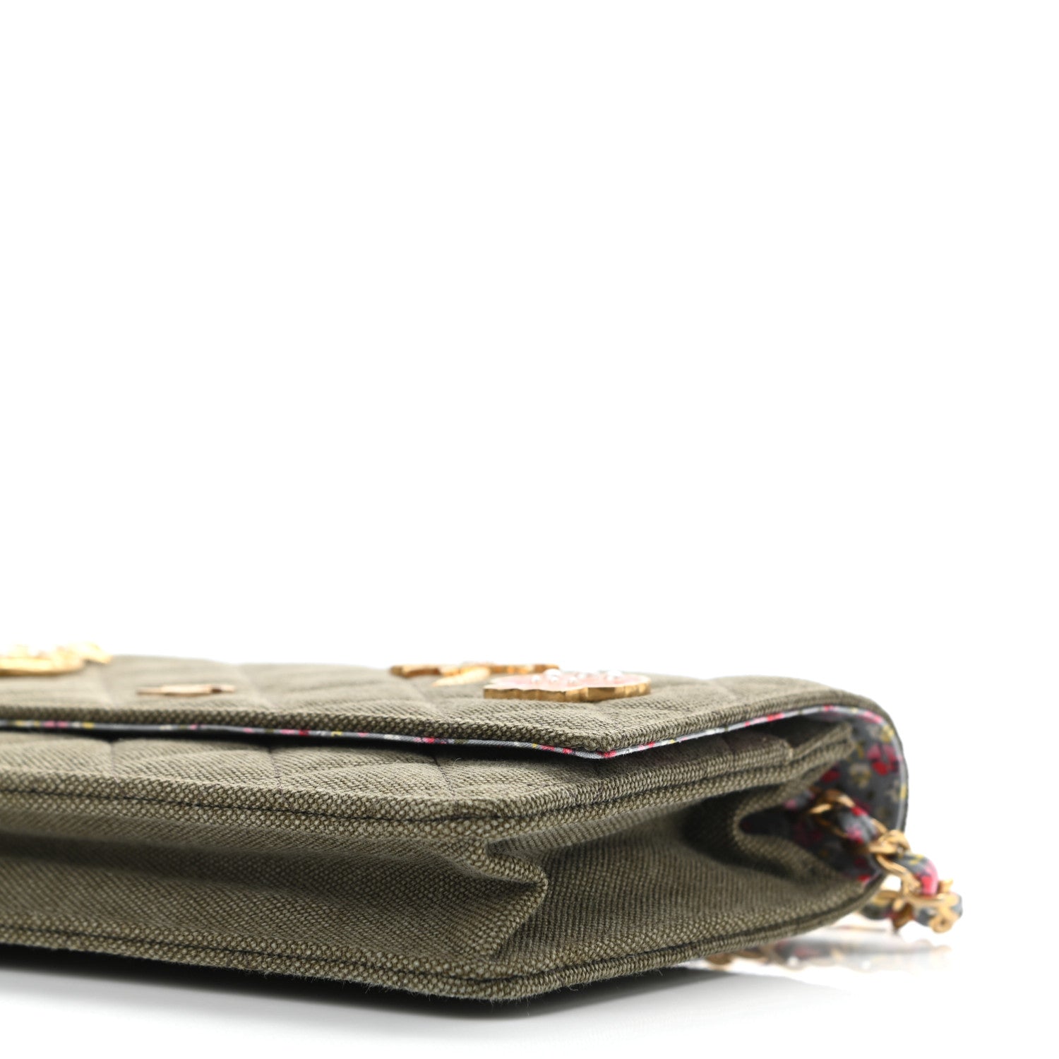 Chanel Canvas Quilted Coco Cuba Charms Wallet On Chain WOC Khaki 10 of 10