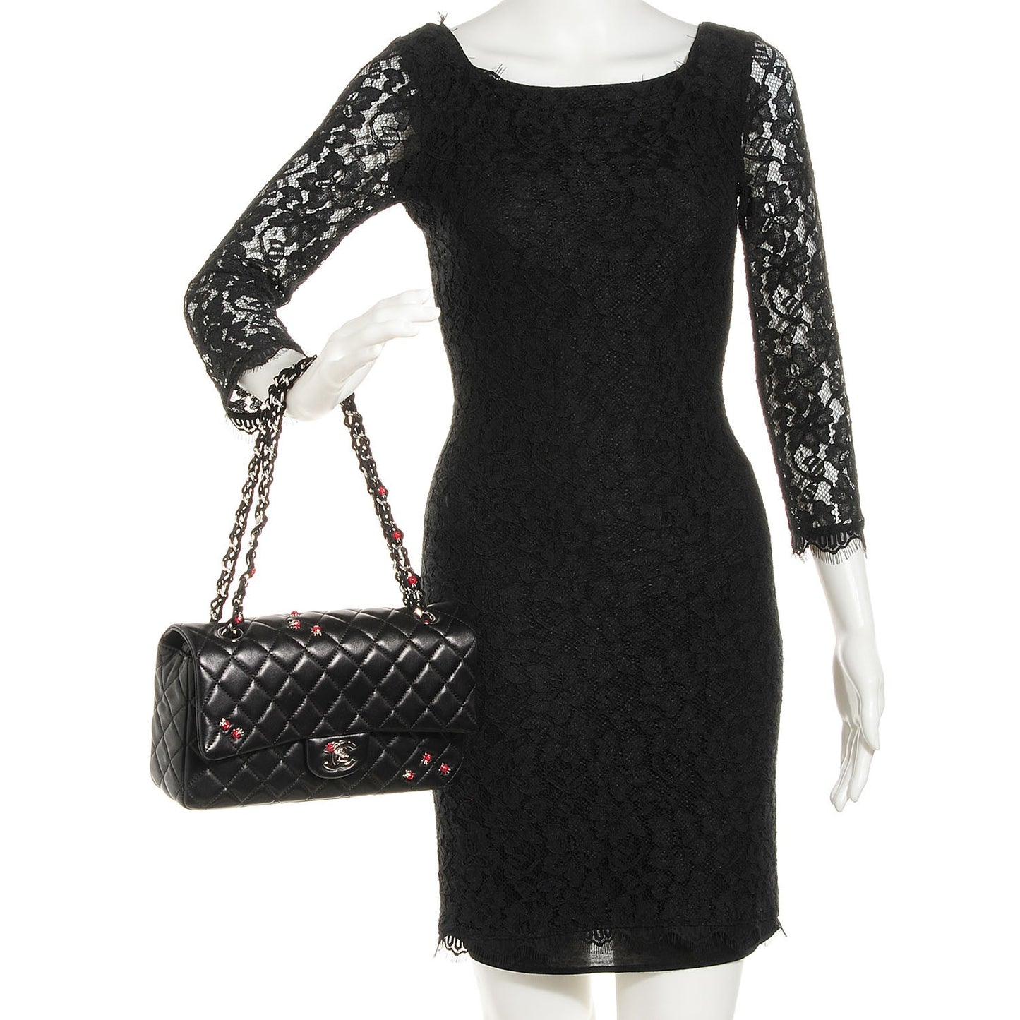 Lambskin Quilted Medium Ladybug Flap Black