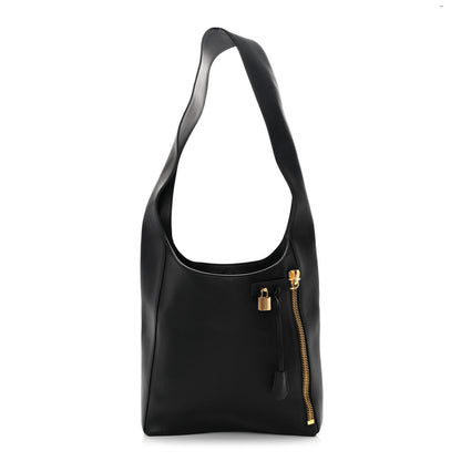 Tom Ford Calfskin Large Alix Padlock Zip Hobo Crossbody Bag Black 1 of 10