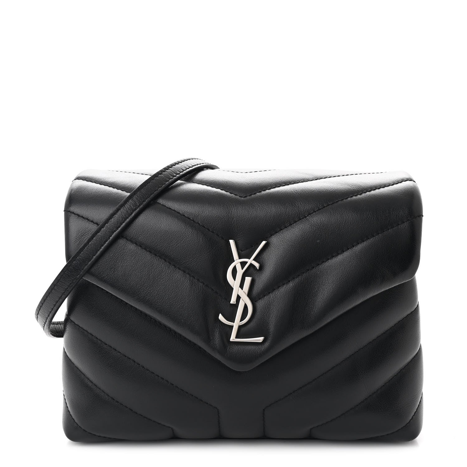 Saint Laurent Calfskin Y Quilted Monogram Toy Loulou Crossbody Bag Black 1 of 11