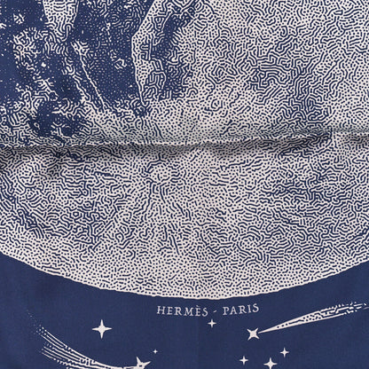 Hermes Silk Clair De Lune Double Face Scarf 90 Marine White Beige 2 of 4