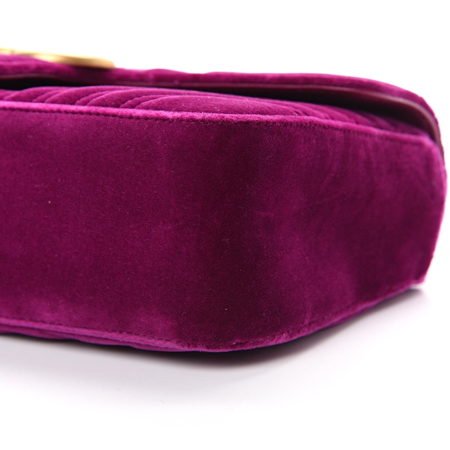 Velvet Matelasse Small GG Marmont Shoulder Bag Fuchsia Violet Cyclamen