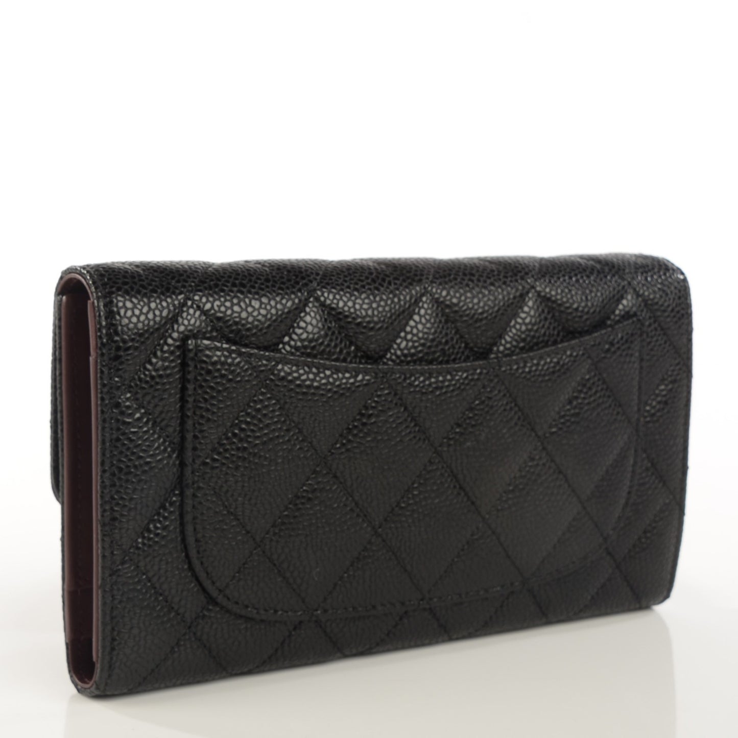 Caviar Quilted Large Flap Wallet Black