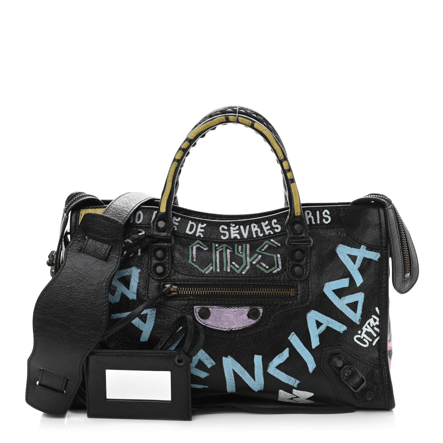 Balenciaga Agneau Graffiti All Over Classic Hardware S City Black Multicolor 1 of 11
