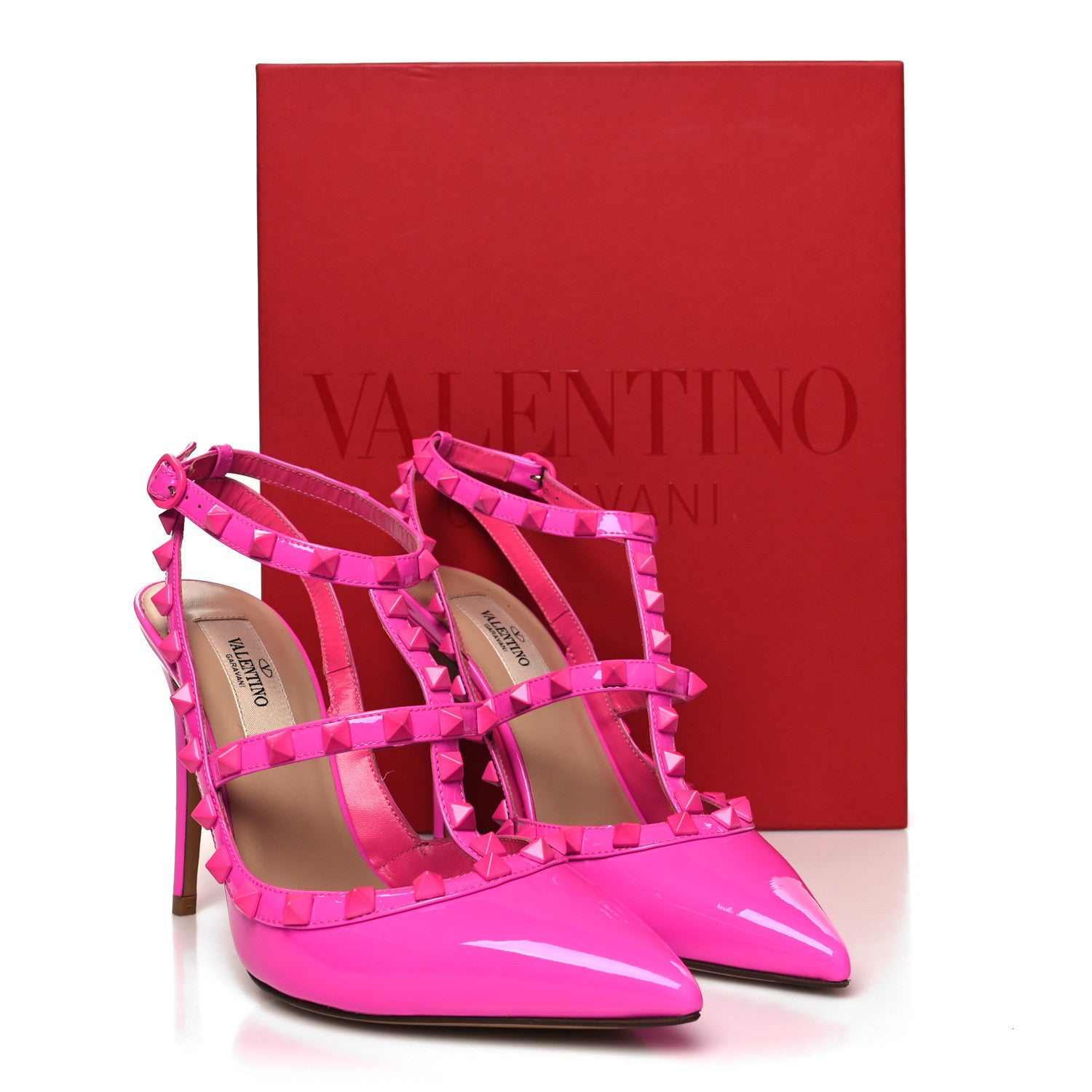 Valentino Garavani Patent Lacquer Monochrome Rockstud Ankle Strap 100mm Pumps 37 Pink PP 9 of 9