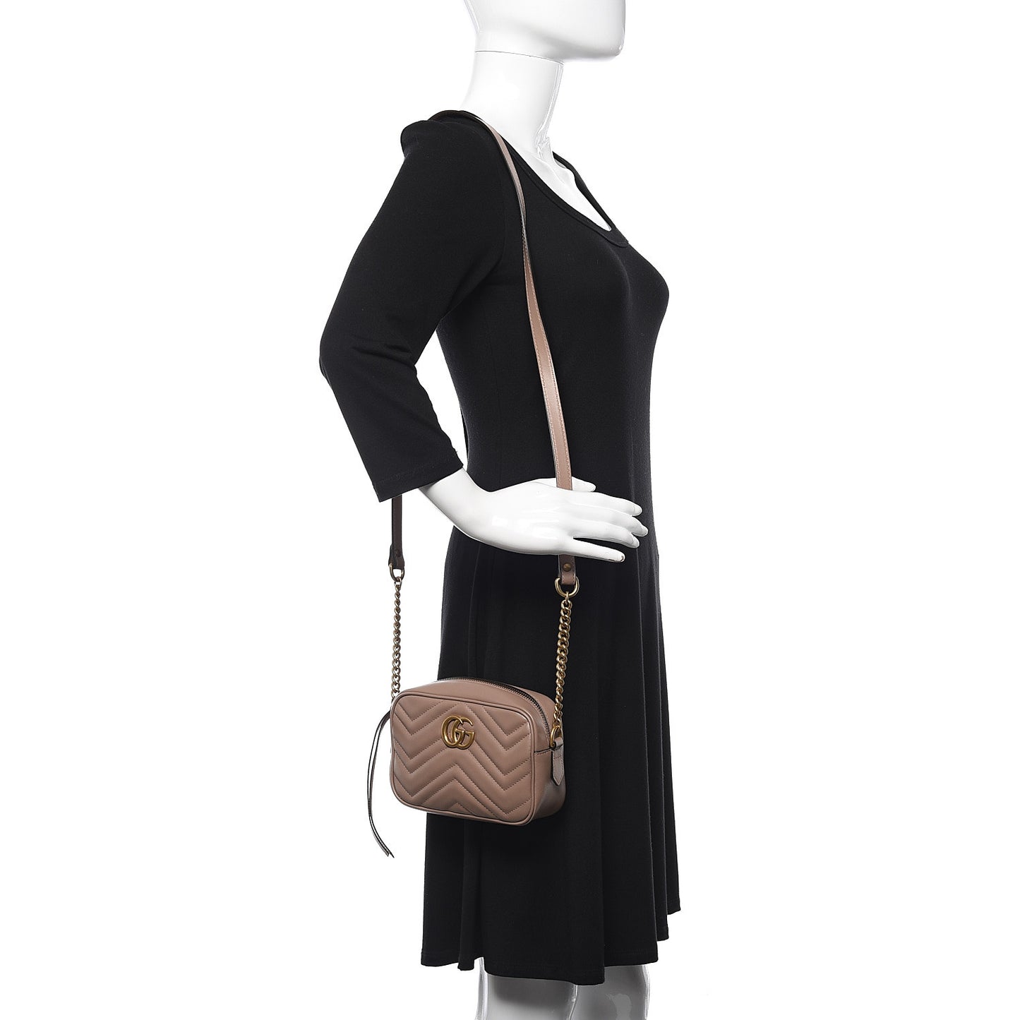 Calfskin Matelasse Mini GG Marmont Chain Shoulder Bag Porcelain Rose