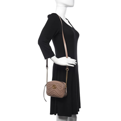 Gucci Calfskin Matelasse Mini GG Marmont Chain Shoulder Bag Porcelain Rose 2 of 10