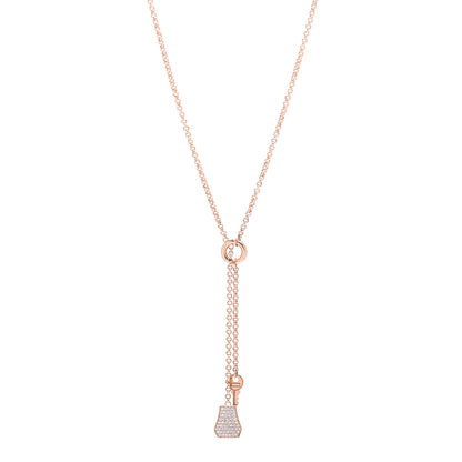 Hermes 18K Rose Gold Diamond PM Kelly Clochette Necklace 1 of 5