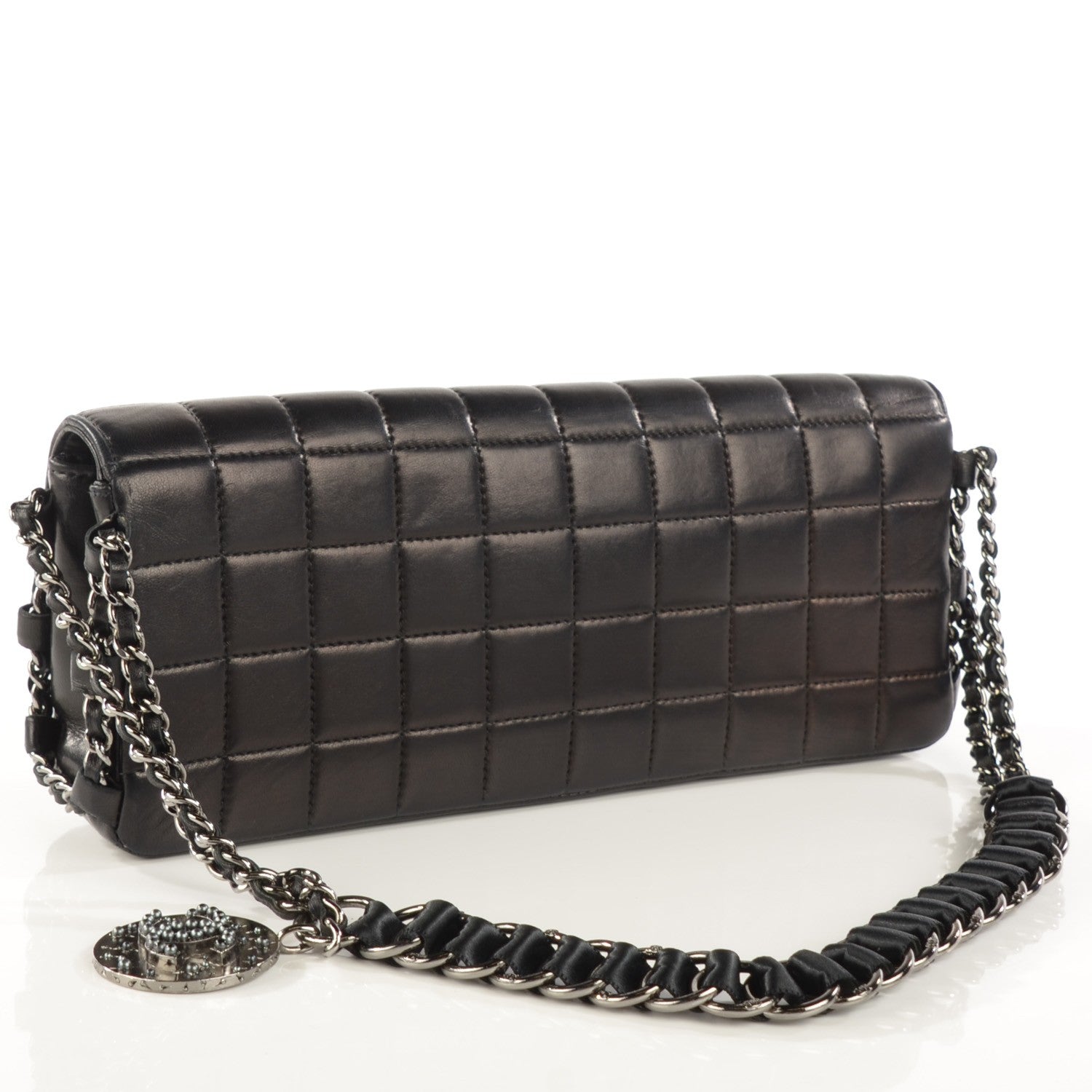 Chanel Lambskin Quilted East West Chocolate Bar Flap Black 3 of 9