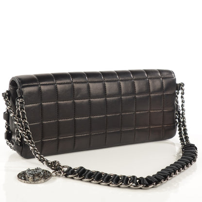 Chanel Lambskin Quilted East West Chocolate Bar Flap Black 3 of 9