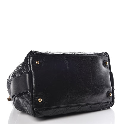Chanel Glazed Calfskin Stingray Drawstring Bucket Black 4 of 19