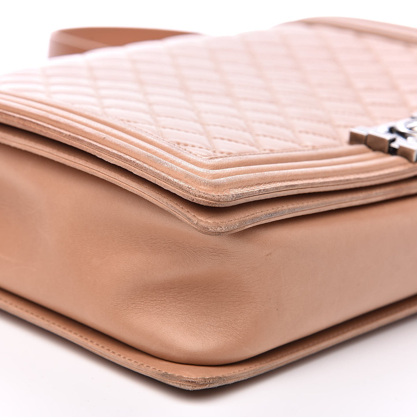 Lambskin Quilted Large Boy Flap Dark Beige