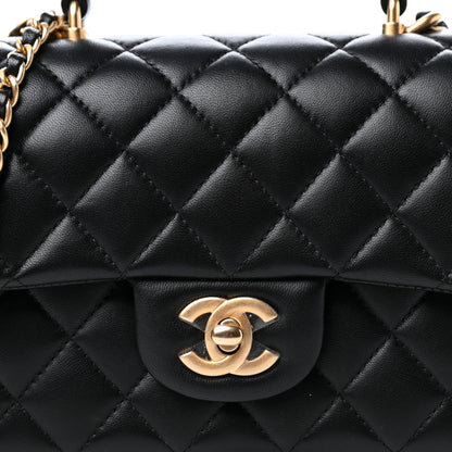 Chanel Lambskin Quilted Mini Top Handle Rectangular Flap Black 10 of 11